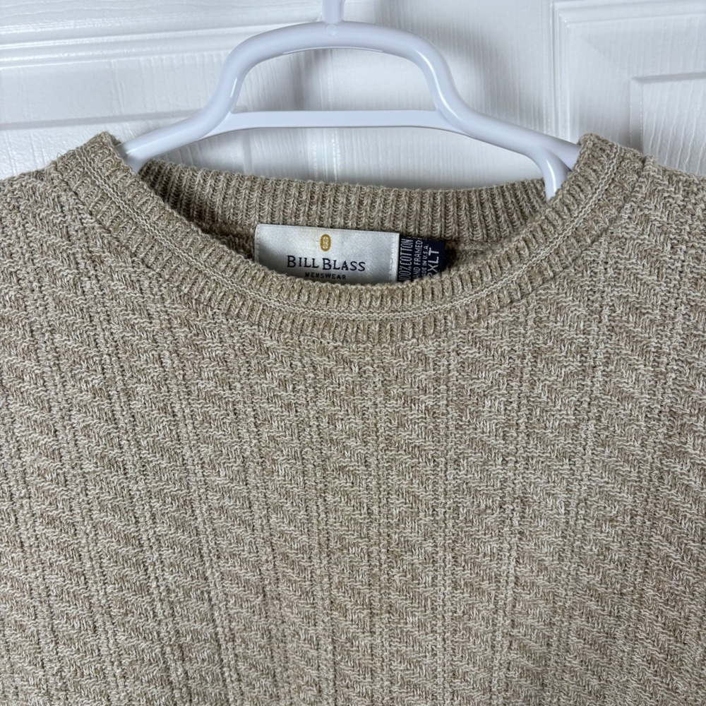 Vtg Bill Blass Sweater 2XLT 100% Cotton Tan Grandpa Retro Indie Granola Academia - Picture 3 of 5
